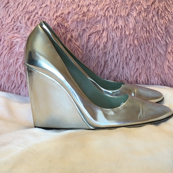 Prada Shoes - Vintage Mirror Finish Prada Wedges